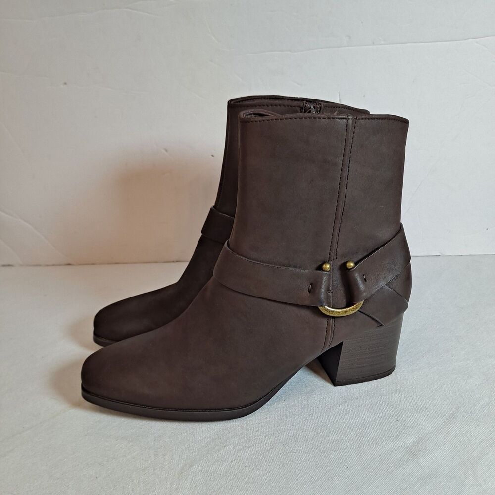 Baretraps Women's Size 9.5M Tiana Ankle Boots Dark Brown Square Toe Block Heel
